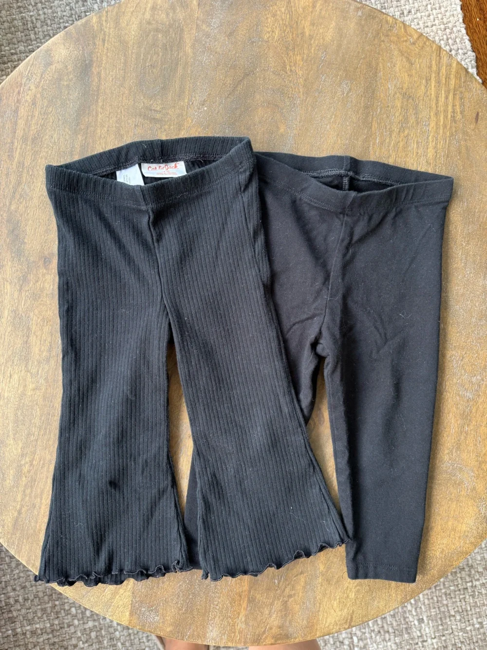 Cat & Jack Black Flair Ribbed Pant and Black Leggings Bundle 18M